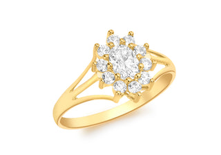 9ct Yellow Gold Cubic Zirconia set Cluster Ring