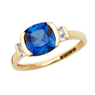 9ct Yellow Gold Synthetic Blue Sapphire Ring