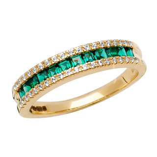 9K Yellow Gold Synthetic Emerald & Sapphire Eternity Ring