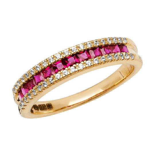 9K Yellow Gold Synthetic Ruby Ring