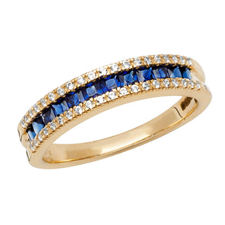 9K Yellow Gold Synthetic Blue Sapphire Eternity Ring
