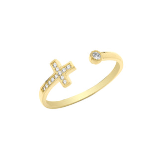9ct Yellow Gold CZ Cross Ring