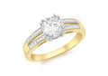 9ct Yellow Gold CZ Claw & Pave Set Ring