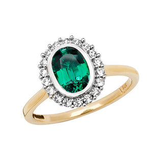 9ct Synthetic Emerald & White Sapphire Ring