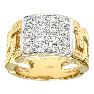 9ct Yellow Gold Mens CZ Ring