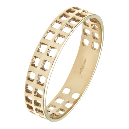 9ct Yellow Gold Mens Cut Out Wedding Ring