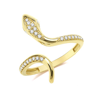 9ct Yellow Gold Snake CZ Ring