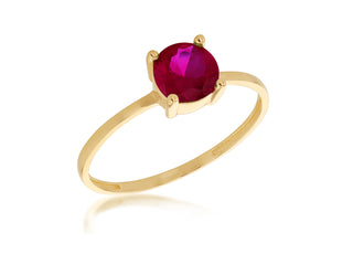 9ct Yellow Gold Solitaire Red CZ Ring