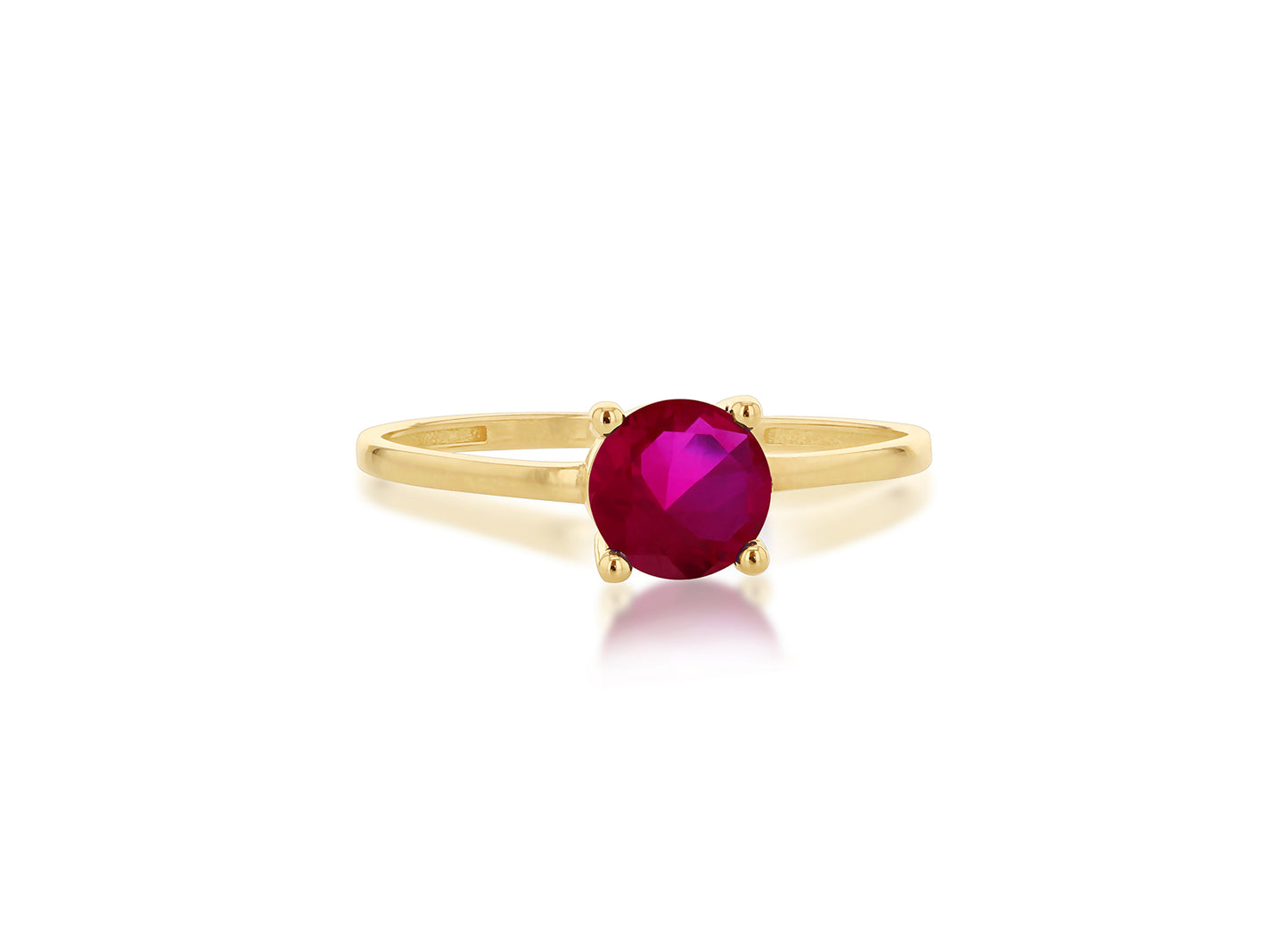 9ct Yellow Gold Solitaire Red CZ Ring