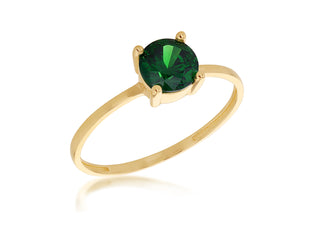 9ct Yellow Gold Green CZ Solitaire Ring