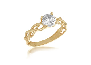 9ct Yellow Gold DC Plaited Band CZ Ring