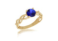 9ct Yellow Gold DC Plaited Band Blue CZ Ring