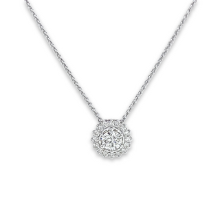 9ct White Gold Diamond Halo Pendant