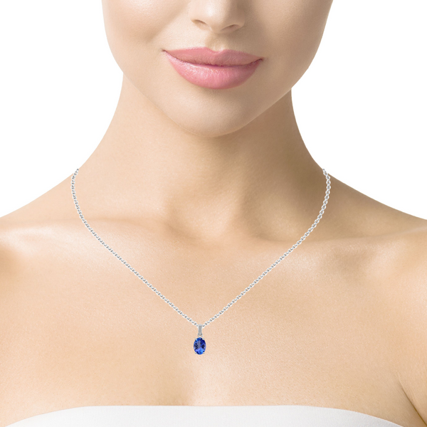 9K White Gold Oval Cut Tanzanite Pendant