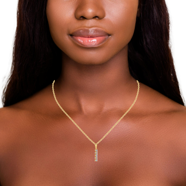 9ct Yellow Gold Diamond Bar Pendant