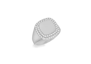 Silver CZ Signet Ring