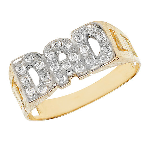 9ct Yellow Gold CZ Dad Ring