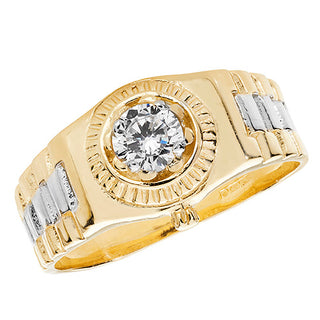 9ct Yellow Gold Mens CZ Ring