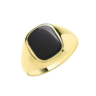 9K Yellow Gold Square Onyx Signet Ring