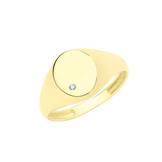 9ct Yellow Gold Oval CZ Signet Ring