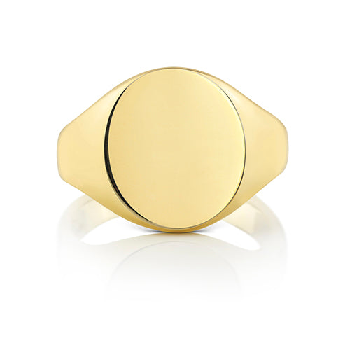 9K Yellow Gold Medium Oval Signet Ring