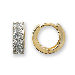 9ct Yellow Gold Hinged CZ Hooped Earrings
