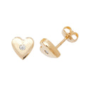 9ct Yellow Gold CZ Heart Stud Earrings