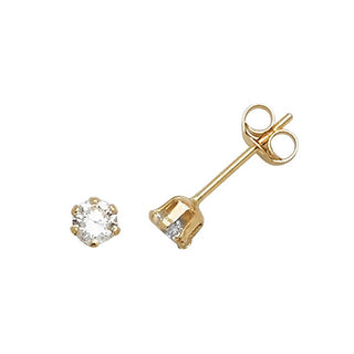 9ct Yellow Gold CZ Set Stud Earrings