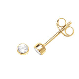 9ct Yellow Gold Round CZ Stud Earrings