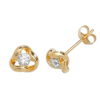 9ct Yellow Gold Interlocking CZ Stud Earrings