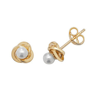 9ct Yellow Gold Pearl Orbital Stud Earrings