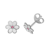 9K Yellow Gold Enamel Flower Stud Earrings