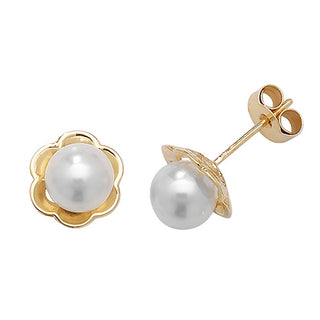 9ct Yellow Gold Pearl Stud Earrings