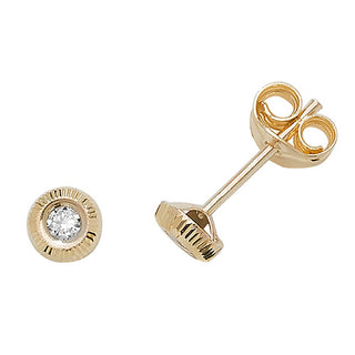 9K Yellow Gold Cubic Zirconia Stud Earrings