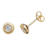 9ct Yellow Gold Embedded CZ Stud Earrings
