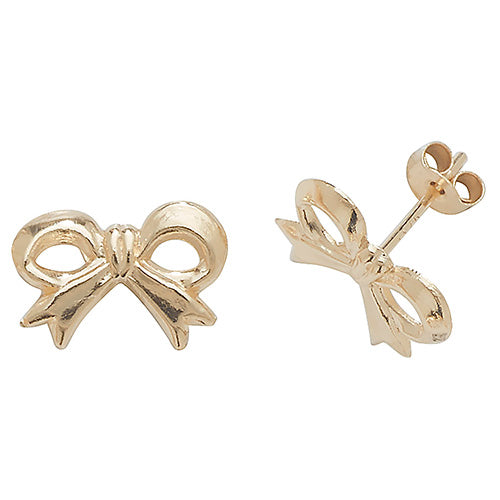 9ct Yellow Gold Bow Stud Earrings