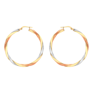 9ct Tri-Gold Twist Hopped Earrings