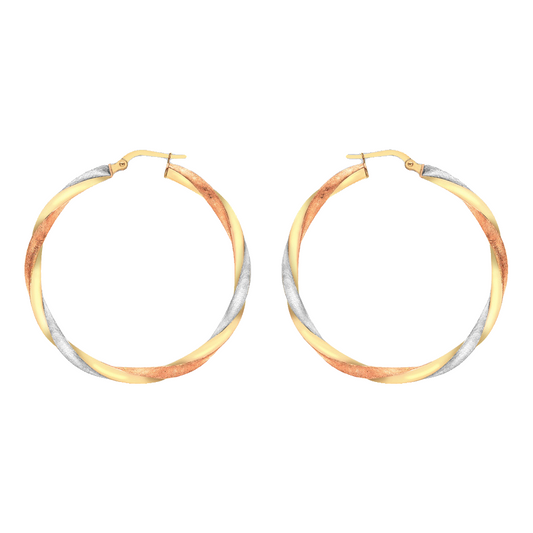 9ct Tri-Gold Twist Hopped Earrings