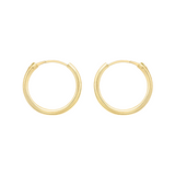 9K Yellow Gold 13mm Sleeper Hoop Earrings