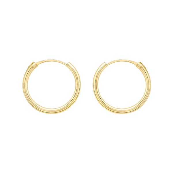 9K Yellow Gold 13mm Sleeper Hoop Earrings