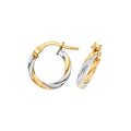 9ct 2-Coloured Gold Twisted 10mm Hooped Earrings