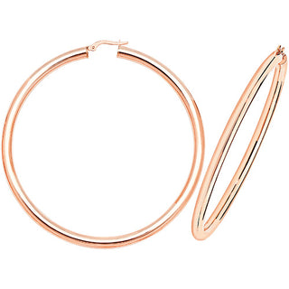 9K Rose Gold Plain 60mm Hoop Earrings