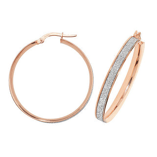 9K Rose Gold Stardust Hoop Earrings