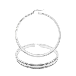 9K White Gold Shimmer Hoop Earrings