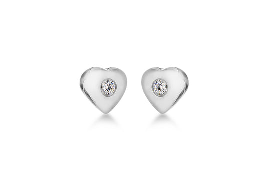 Sterling Silver Lily & Lotty Heart Diamond Earrings