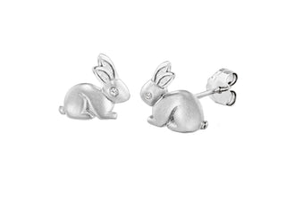 Sterling Silver Lily and Lotty Diamond set Rabbit Earrings