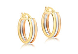 9ct Tri Colour Gold Hoop