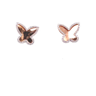 9ct Rose Gold Diamond Butterfly Stud Earrings
