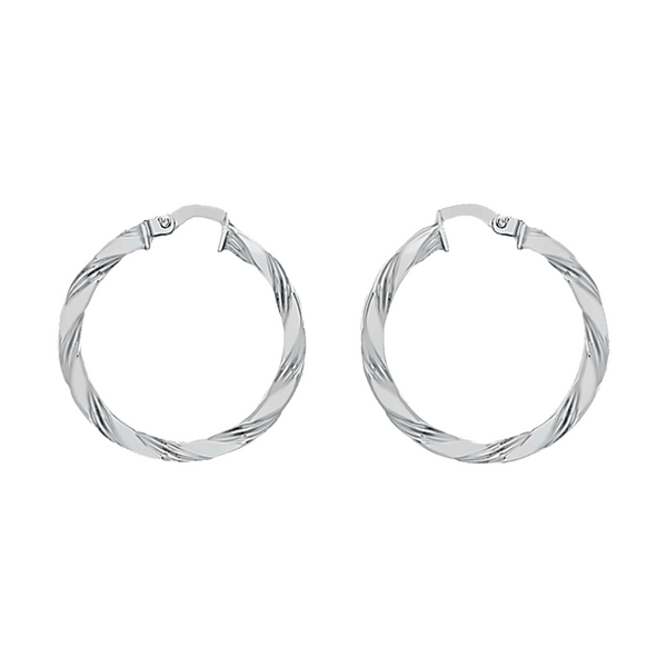 9K White Gold 25mm Flat Wrap Hoop Earrings