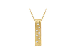 9K Yellow Gold Diamond Set Satin Bar Pendant